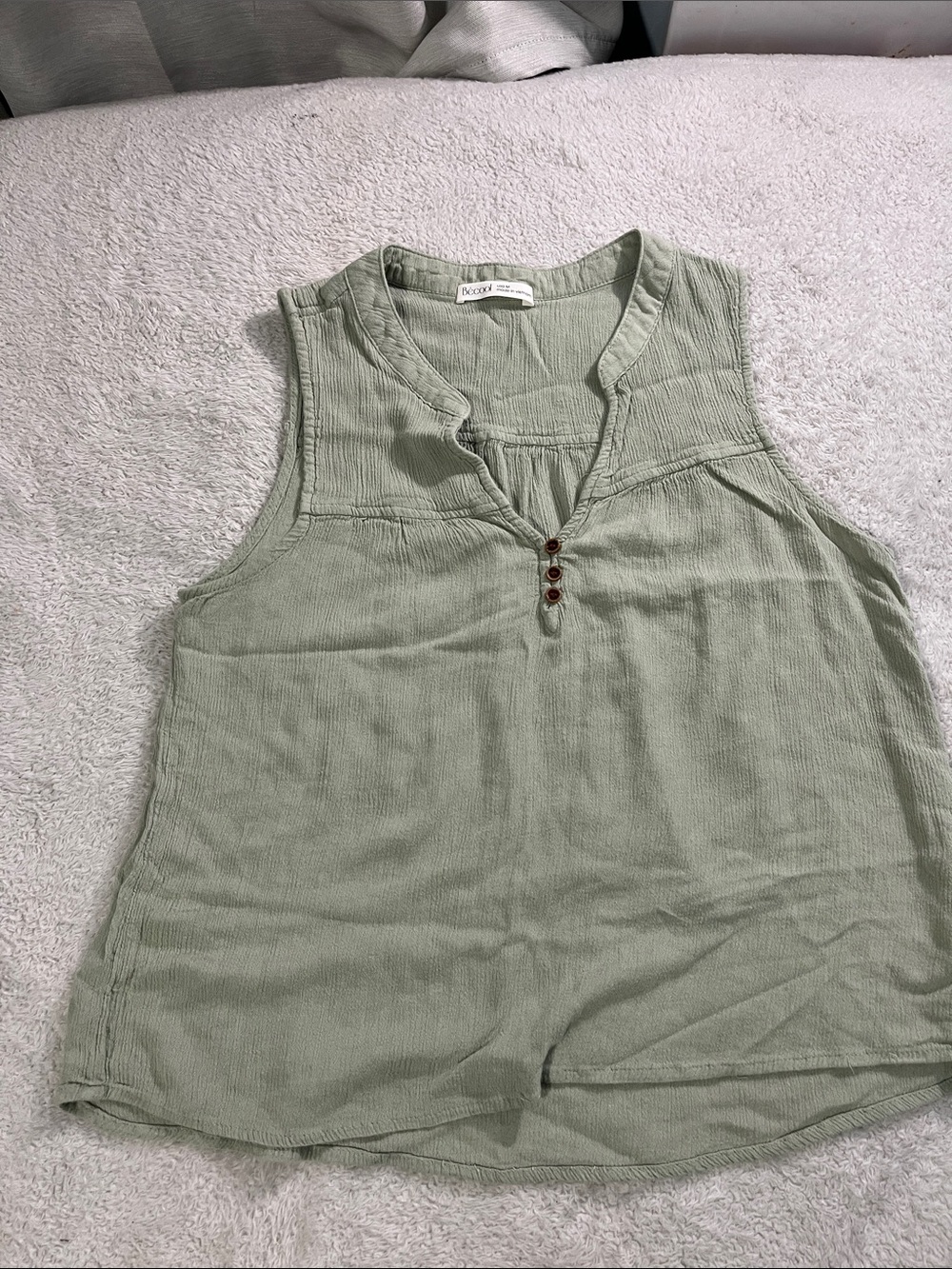 Sleeveless Henley Tank Top in Sage Green by A New Day A017
